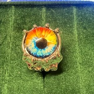 Colorful Eye  unique Design silver setting Ring size 8
